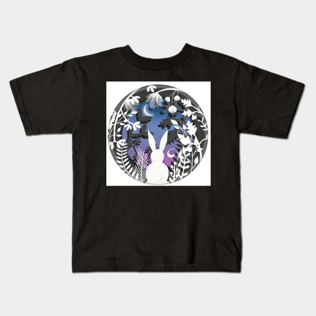 Bunny Moon Gazer Kids T-Shirt by LittleBunnySunshine